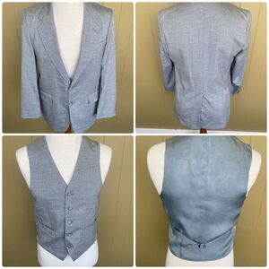 Austin Manor vintage men 40R 2 button suit jacket and button up vest wool blend